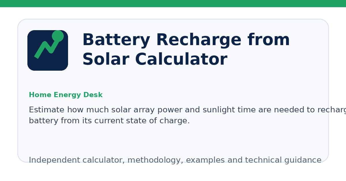 Battery Recharge from Solar Calculator illustration