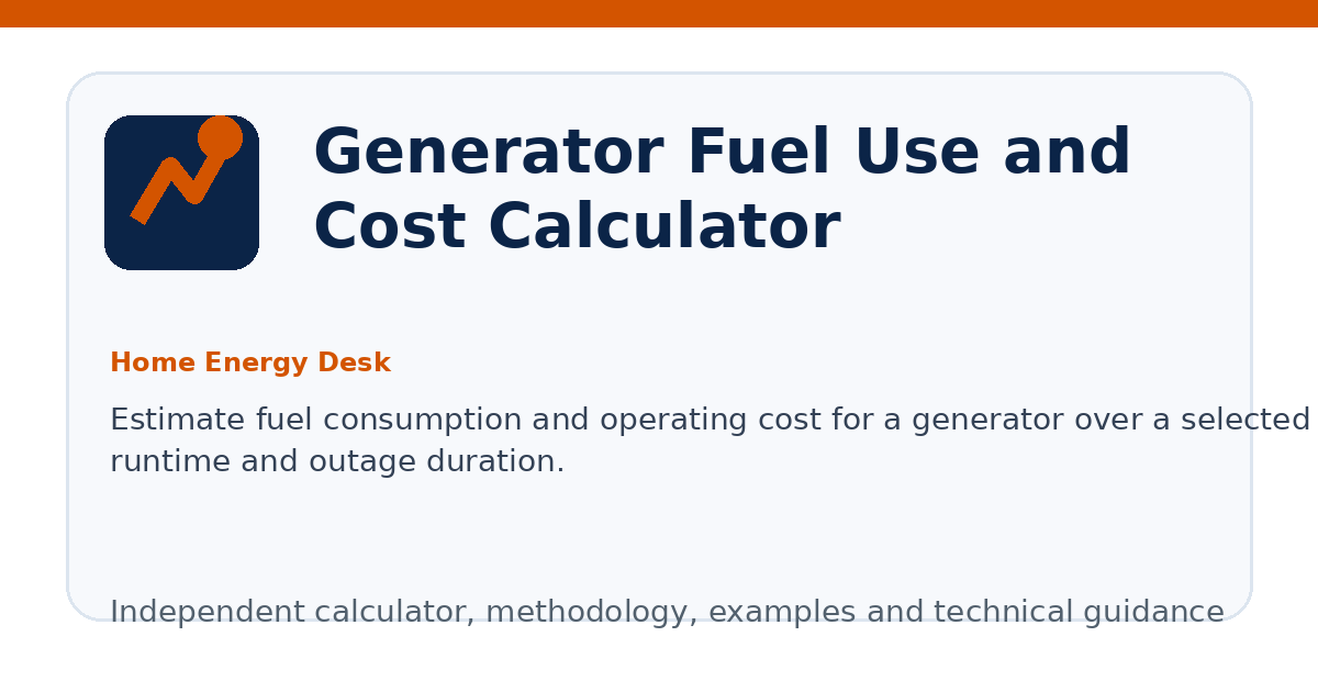 Generator Fuel Use and Cost Calculator illustration