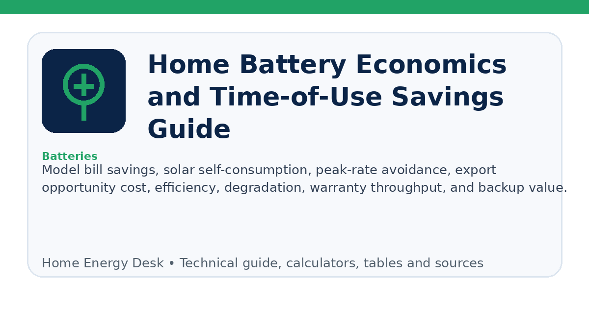 Home Battery Economics and Time-of-Use Savings Guide infographic