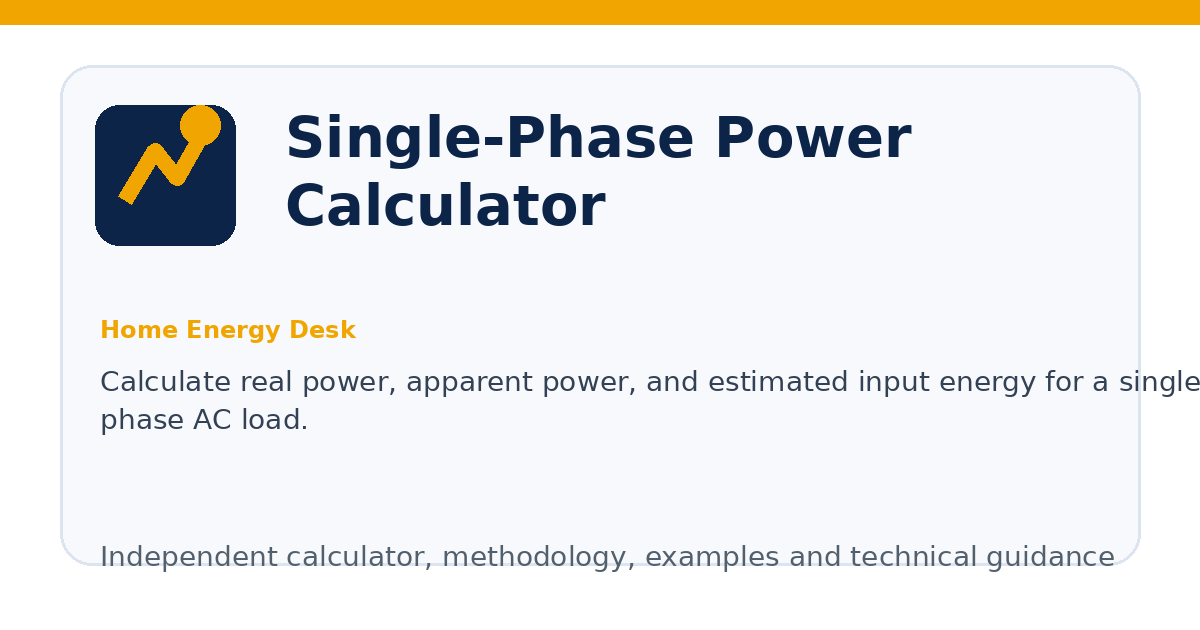 Single-Phase Power Calculator illustration